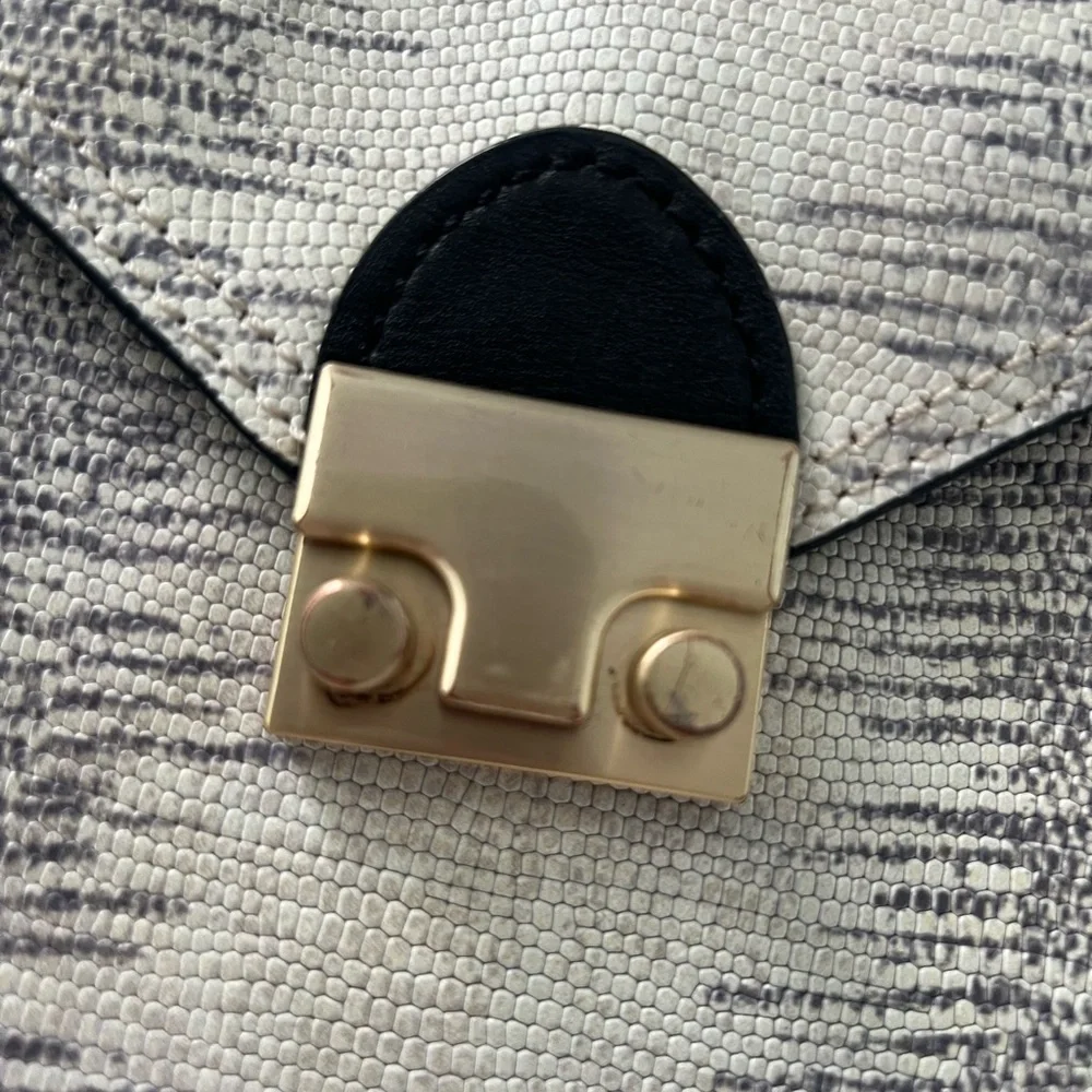 Loeffler Randall work bag tote purse reptile snakeskin python black bag office - Picture 4 of 12